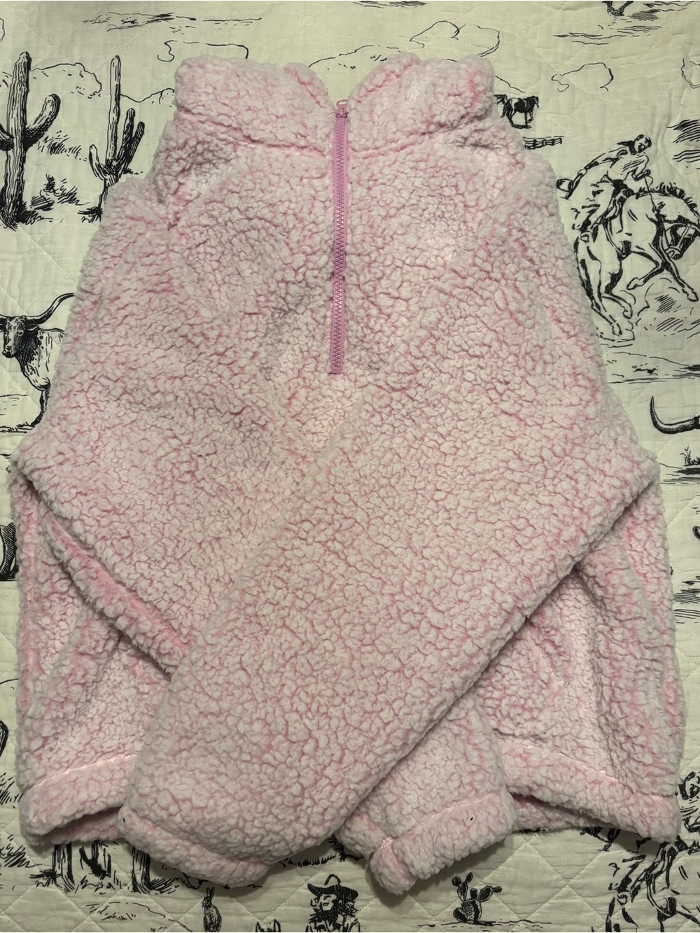 PacSun Pink Sherpa Quarter-Zip Sweater